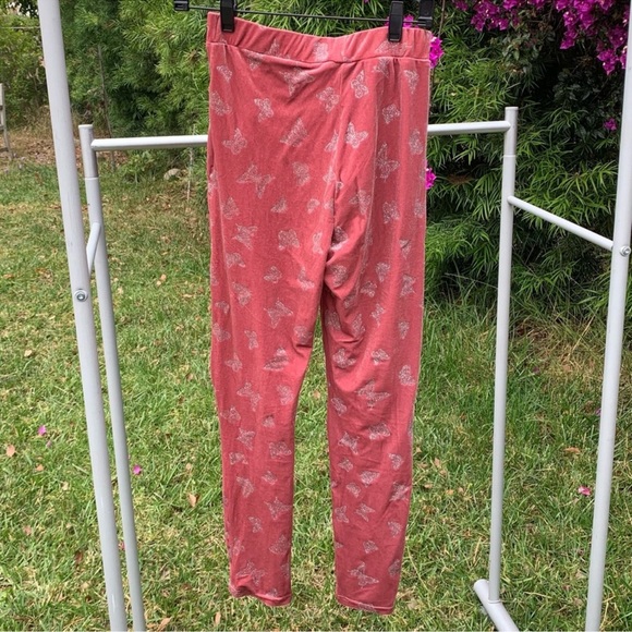 🦋 Delia’s y2k Carmin velvet glitter butterfly track pant leggings 2000s Barbie - Picture 7 of 13